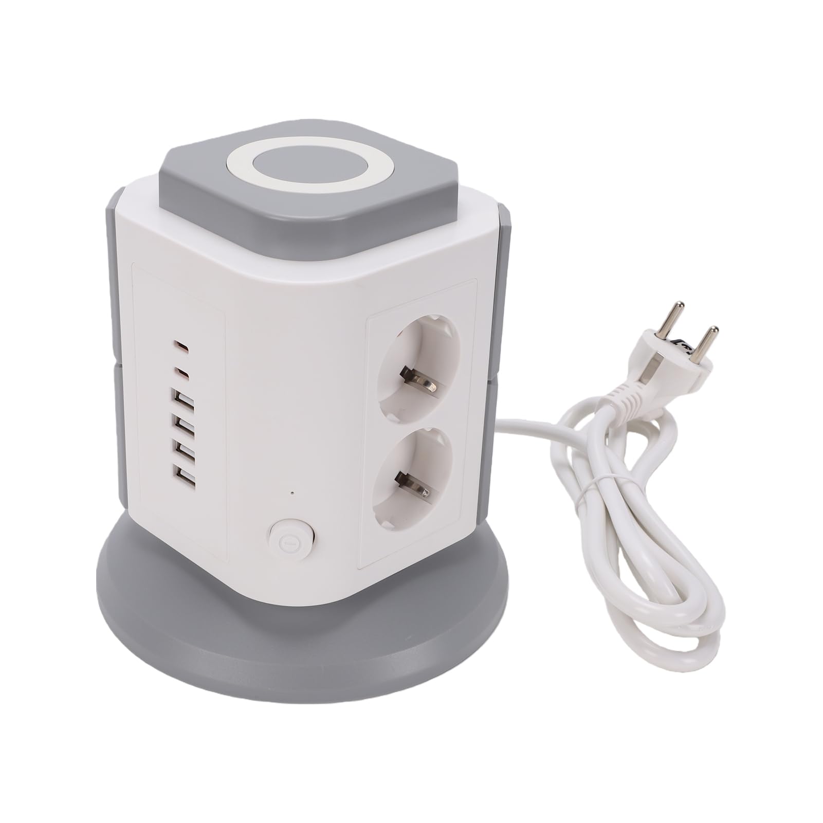 banapoy Torre Multipresa, Torre di Ricarica Rapida con Protezione da Sovratensione con 6 Prese e 6 Porte USB, Presa Verticale, Stazione di Ricarica per Dormitori di Uffici Domestici (EU)