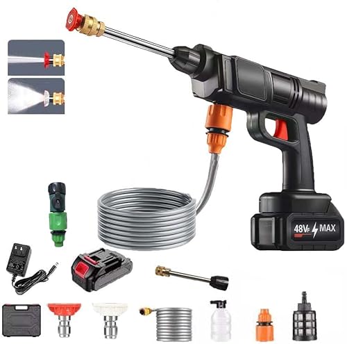 Lavadora a presión inalámbrica, 30 bar alimentada por batería con 3 modos de pulverización y accesorios, arandelas eléctricas de mano para