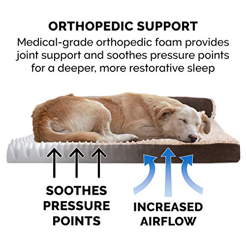 Furhaven Orthopedic Dog Bed for Large/Medium Dogs w/ Removable Bolsters & Washable Cover, For Dogs Up to 55 lbs - Two-Tone Plush Faux Fur & Suede L Shaped Chaise - Espresso, Large by Furhaven - Image 5