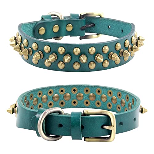Collares ajustables para perros con diamantes de imitación de piel sintética con remaches punk, collar para mascotas para perros medianos y grandes Cover