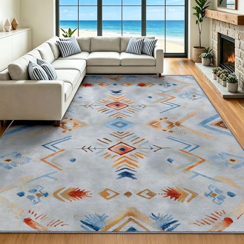 Alfombra interior de cocina y pasillo gris de 60 x 90 cm lavable con patrón vintage 3