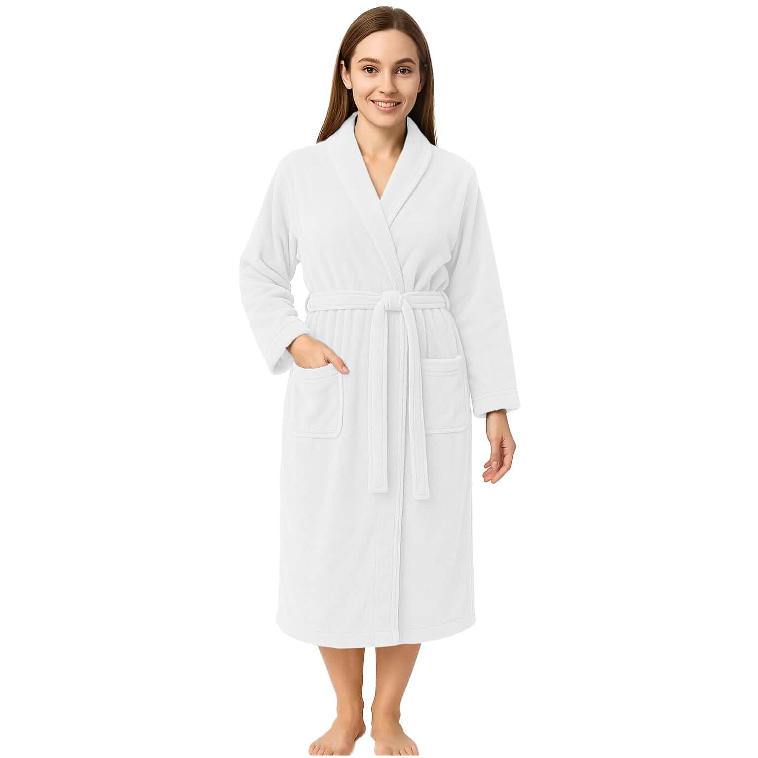 RIVERSIDE Premium 100% Cotton Terry Bathrobe For Women and Men - Soft Towel Robes with Shawl Collar Ajdustable Belt & Pockets