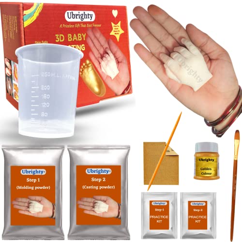 Ubrighty 3D Baby Casting Kit | Hand Print and Foot Print, Printing kit, Molding Clay, Moulding Powder for Hand and Foot Casting, (Standard)