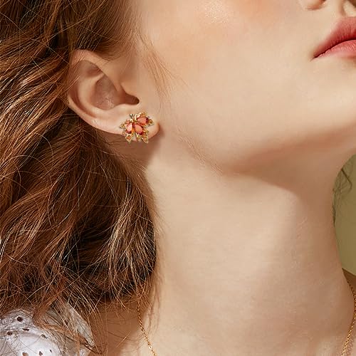 Jean Beau Pearl Flower Leaf Stud Earrings for Women Statement Cluster CZ Pearls Earring Gold Plated Sterling Silver Wedding Prom Birthday Fashion Jewelry Gift3