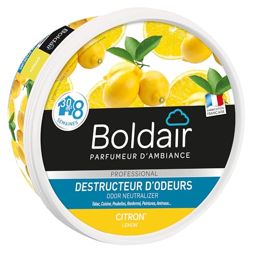BOLDAIR - Gel destructeur d'odeur Citron - Neutralise les odeurs - parfume - Produit gel solide -...