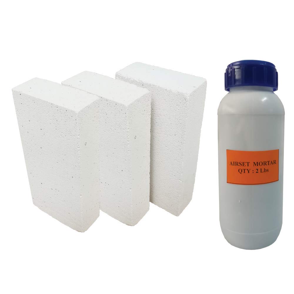 Insulating Fire Bricks, 2500F Rated 0.75 Inch x 4.5 Inch x 9 Inches, Soft Fire Brick for Forge Jewelry Soldering Block Garden Pizza Oven Furnace Kiln – Pack of 15 + 2 Lb Wet Mortar