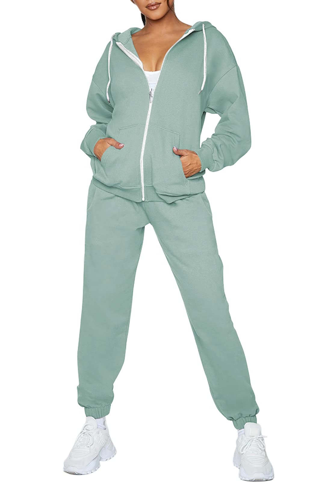 Fixmatti Womens Fall Tracksuit Zip Up Hoodie and Sweatpants Set 2 Pieces Sweatsuits Jogger Sets with Pockets