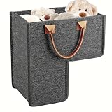 ダークグレー 25x42x42 Cm フェルト階段バスケット L字型階段収納オーガナイザー ハンドル付き階段バスケット 再利用可能なフェルト収納箱 カーペット敷きの階段用階段バスケット 適用範囲靴、衣類、おもちゃ、本、その他の日用品 ...