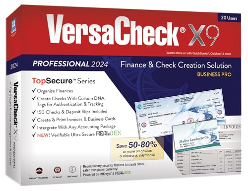 Image of VersaCheck X9 Professional 2024 - 20 User Finance and Check Creation Software