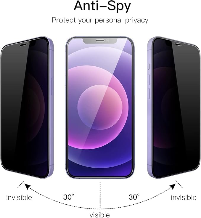 Image of SHILD Privacy Tempered Glass Compatible for iPhone 12 /12 Pro (Black) Edge to Edge Coverage with Easy Installation kit, Anti-Spy Tempered Glass Privacy Screen Protector