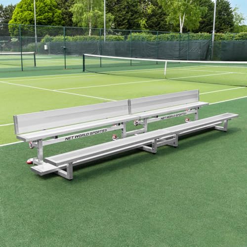 FORZA Heavy-Duty Mobile Bleachers [Optional Backrests] | Aluminum Seating for Sports Events | 2-Tier & 3-Tier Bleachers for Indoor & Outdoor Use (with Backrest, 2-Tier, Double Bleacher)