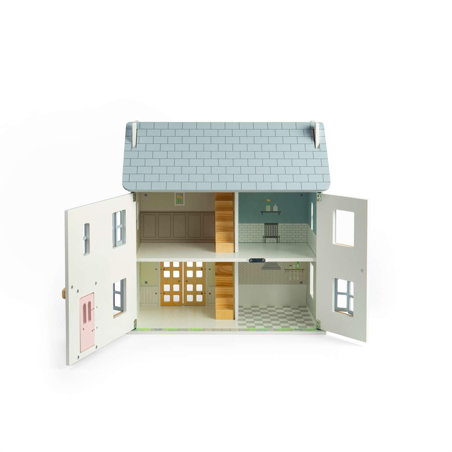 Bigjigs Toys Domek dla lalek Summer Cottage - drewniany domek dla lalek dla maluchów i dzieci, domki zabaw dla maluchów, prezenty dla dzieci, od 3 lat