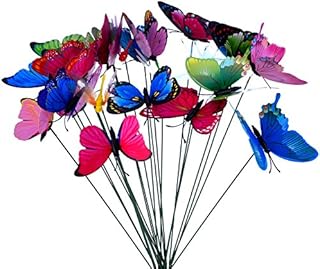 24 Pieces Colorful Garden Butterflies Dragonflies Patio Ornaments on Sticks for Plant Decoration, Outdoor Yard, Garden Decor