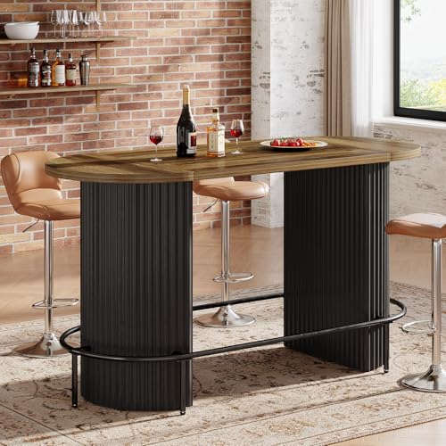 Tribesigns Bar Table, Modern Industrial Counter Height Pub Dining Table