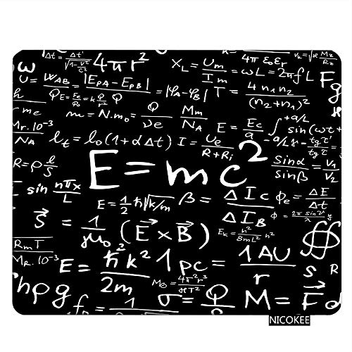 NICOKEE Physics Rectangle Gaming Mousepad Fun Physics Phenomena E=mc2 Mouse Pad Mouse Mat for Computer Desk Laptop Office 9.5 X 7.9 Inch Non-Slip Rubber