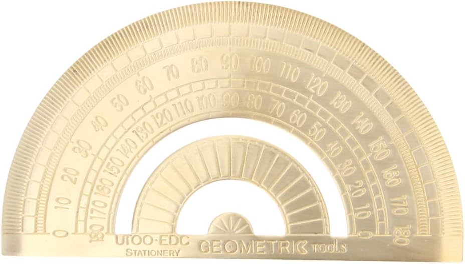 Utoolmart Measuring Tool Set with Protractor 30/60 Triangle Ruler 12cm 4 Inch 15cm 5 Inch Straight Ruler Brass