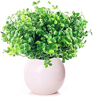 Outgeek Artificial Shrubs, 3PCS Artificial Greenery Plants Fake Faux Plastic Boxwood Shrubs Lifelike