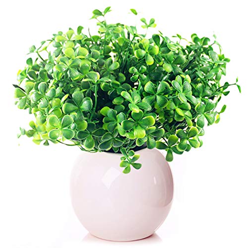 Outgeek Artificial Shrubs, 3PCS Artificial Greenery Plants Fake Faux Plastic Boxwood Shrubs Lifelike