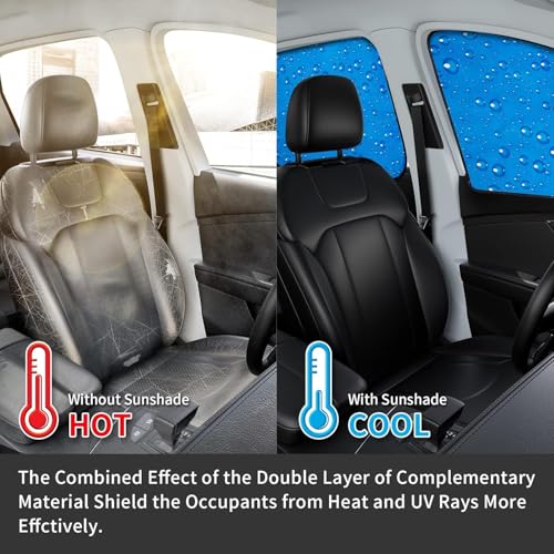 aokway Side Window Sunshade Sun Shade for Car Window Double Thickness Auto Windshield Sunshades Curtain Universal Fit for Driver for Baby UV Protection (Blue, Front Side 2pcs) - Thumbnail 5