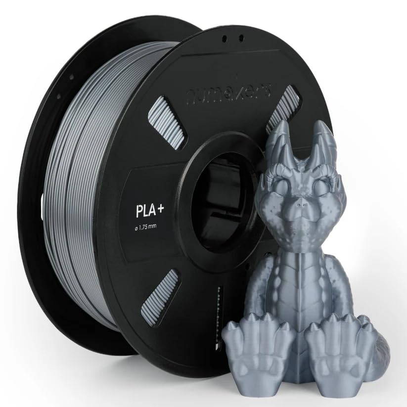 Image of NUMAKERS PLA+ 3D Printer Filament, 1.75mm, Dimensional Accuracy + /- 0.03 mm, 1 kg Spool (2.2 lbs), Compatible with Most FDM Printers (Simply Silver)
