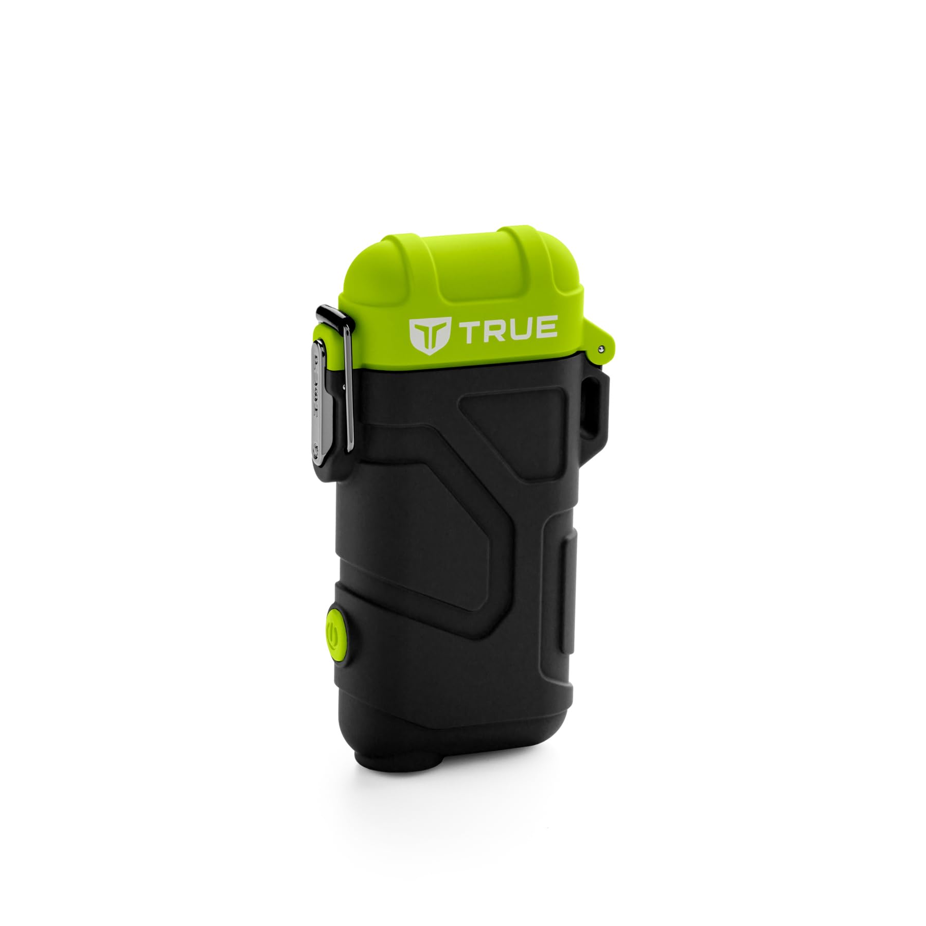 True Utility Briquet plasma XRL USB C rechargeable sans flamme – Coupe-vent, sans carburant – Allumage d'arc plasma pour bougies, camping, barbecues et utilisation d'urgence – Vert/noir