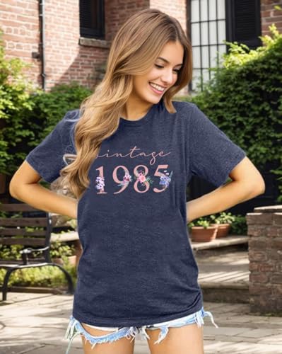 40th Birthday Shirts for Women Vintage 1985 T Shirts Retro Party Gifts Casual Short Sleeve Tee Tops2