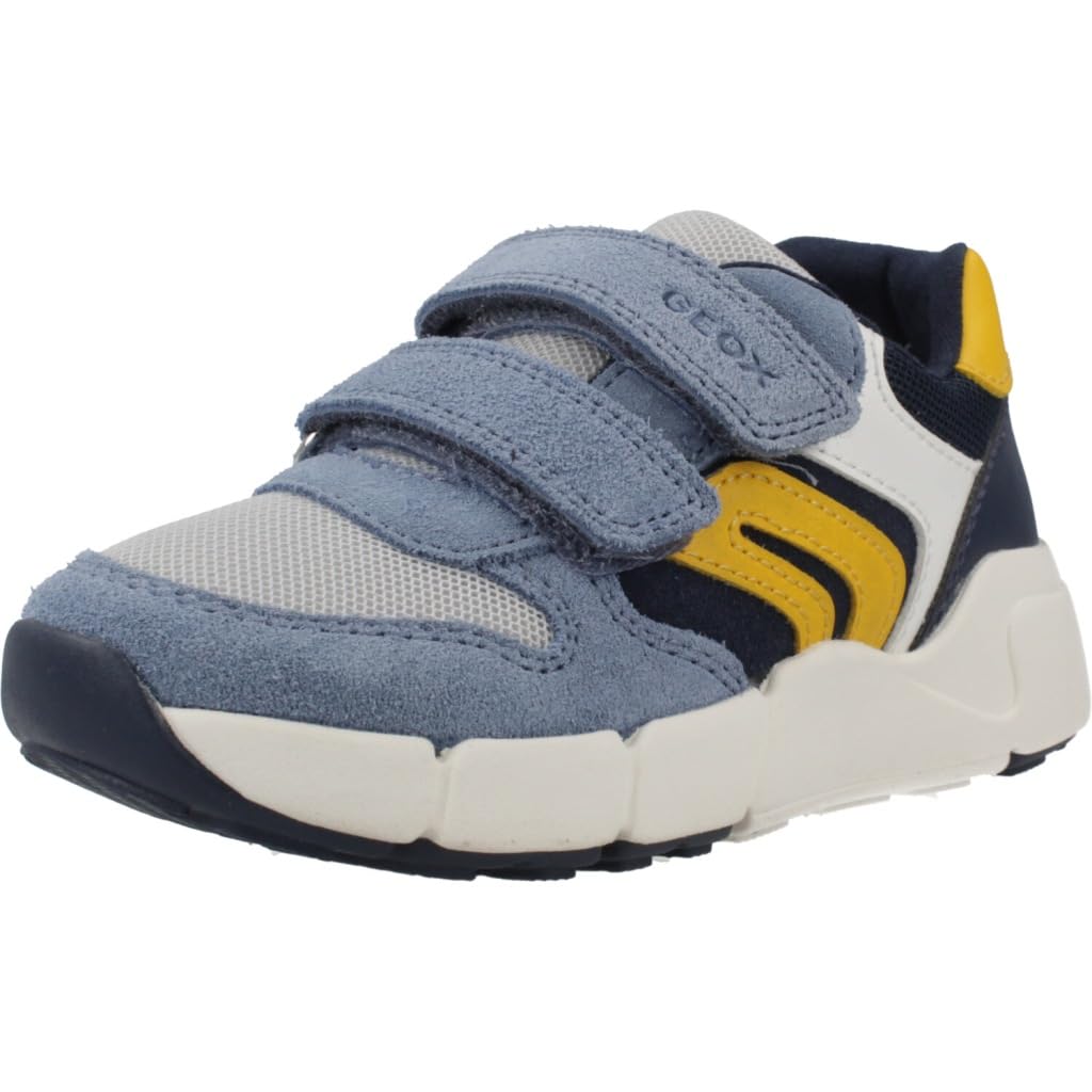 Geox B Flexyper Mini Boy Trainers, Sky/Yellow, 26 EU