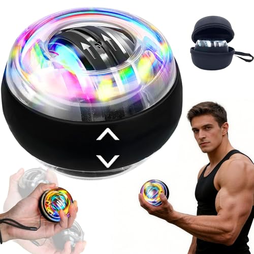 Gyro Ball for Strengthen Arms Forearm Strengthener 2026 New Upgrade Colorful Lights hand Trainer for Sports and Rehabilitation Powerball for Strengthen Arms Fingers Bones and Muscles