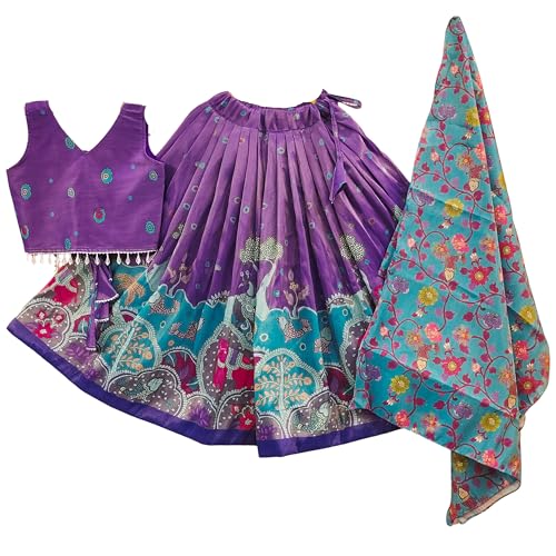 Image of Girls Simar Soft Silk New Traditional Printed Readymade Lehenga Choli -Ethnic Wear Wedding Outfits (Suitable For Girls 2 To 8 Year)