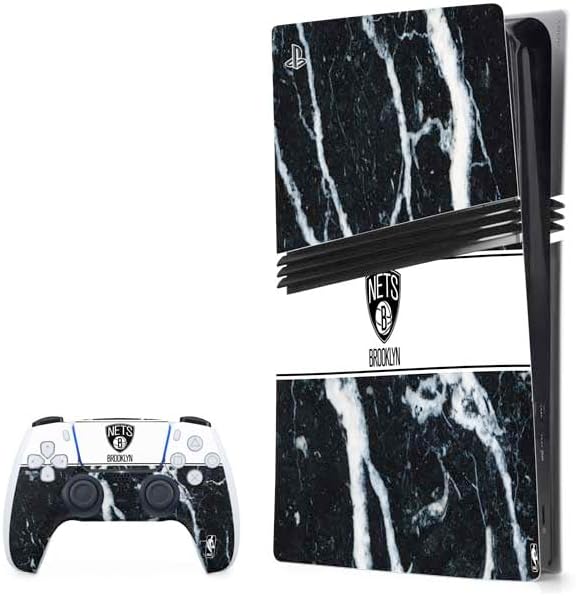 Skinit Decal Gaming Skin Compatible with PS5 Pro Bundle - Officially Licensed NBA Brooklyn Nets Marble Design