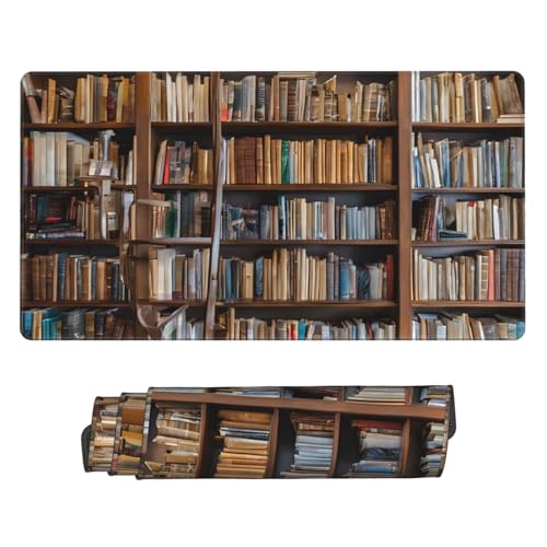 Tapis de souris long pour protéger le bureau et stabiliser l'ordinateur portable motif livre