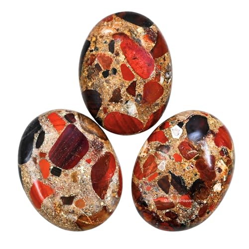 Image of Certified Spotted Jasper Crystal Palm Pebbles Stones for Anxiety Stress Relief Massage - AAA Grade Original Healing Gemstone Agate Palm Stone for Yoga Meditation Spiritual Reiki Feng Shui