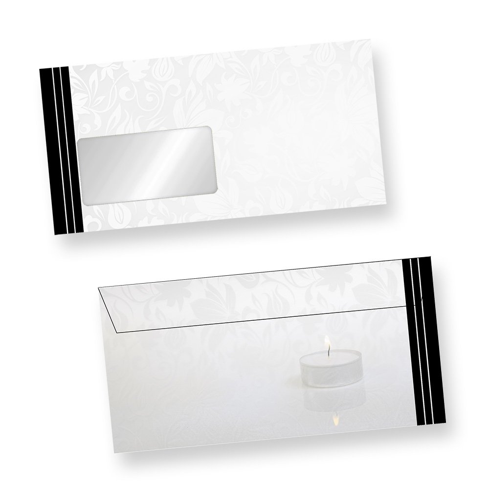Briefpapier Set Trauer (100 Sets MIT Fenster) Set mit Briefbögen A4 und passende Trauerumschläge MIT FENSTER (auch ohne Fenster erhältlich)