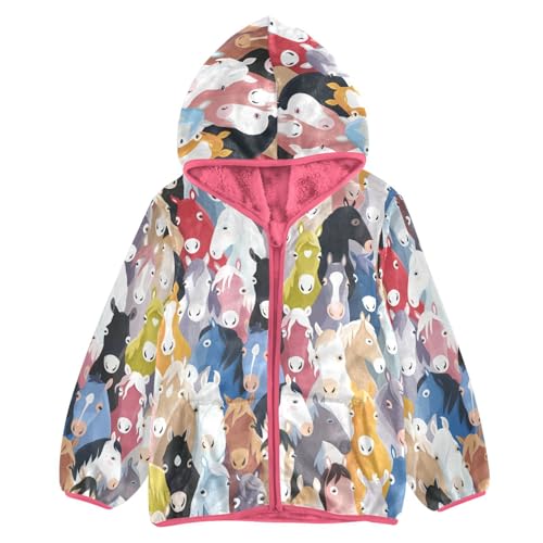 Aslsiy Girls Fleece Jacket Toddler Hooded Coat Kids Zig Up Hoodie Kids Outerwear 3-10T