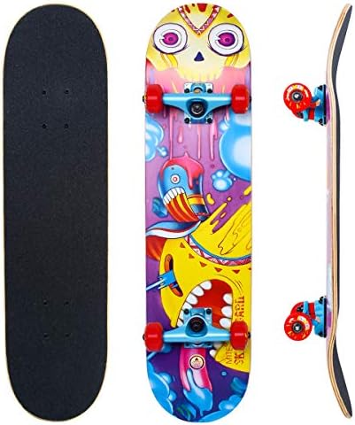 IMITOR Complete Skateboards for Beginners & Pro Standard Skateboard Cruiser 31" x 8" 8 Layer Canadian Maple Wood Double Kick Concave Skate Board for Boys Girls Kids Youths Adults