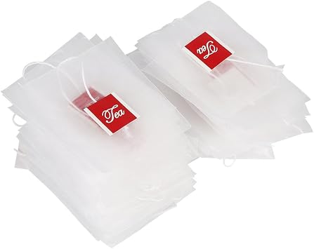 Tea Infuser Bag, 100Pcs Nylon Empty Tea Infuser Filter Strainer Bags With String Household 2.8 x 2.4inch