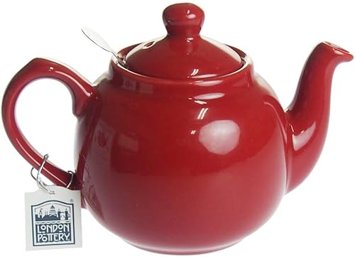 Miniatura 9 de London Pottery Farmhouse - Tetera pequeña con infusor, cerámica, azul cobalto, 2 tazas (20.3 fl oz) Azul cobalto,Rojo