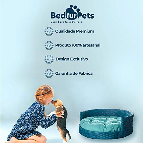 Cama Redonda Cachorro/Gato Pequeno/Médio Até 12kg 65x65 Fibra Sintética Veludo Tiffany - BedFurPets