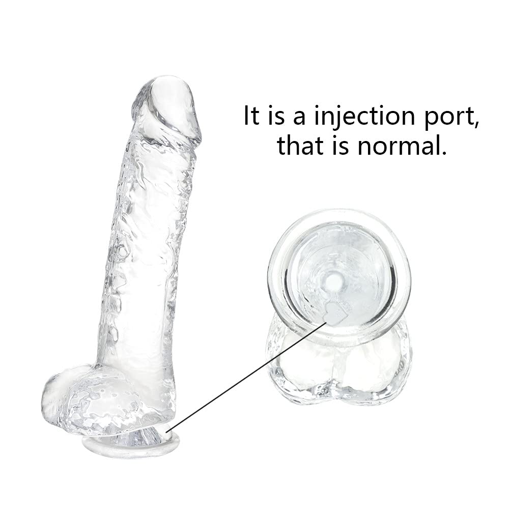 Small Realistic Clear 6 inch Cute Dildo,Adult Sex Toy with Suction Cup Dildo, Suitable for Beginner Women/Men/Gay with Thin and Slim Poke, can be Use for G-spot and Anal: Transparent
