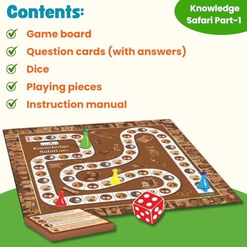 Image of Creative's Knowledge Safari Part-1 & Part-2 Combo Pack of 2, Educational General Knowledge Board Games for Kids Age 9+, World History, Science & Famous Personalities Quiz Game, Family Learning Game