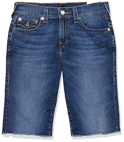 True Religion Men's Ricky Straight Leg Short with Back Flap Pocket, Drop Top Blue, 33