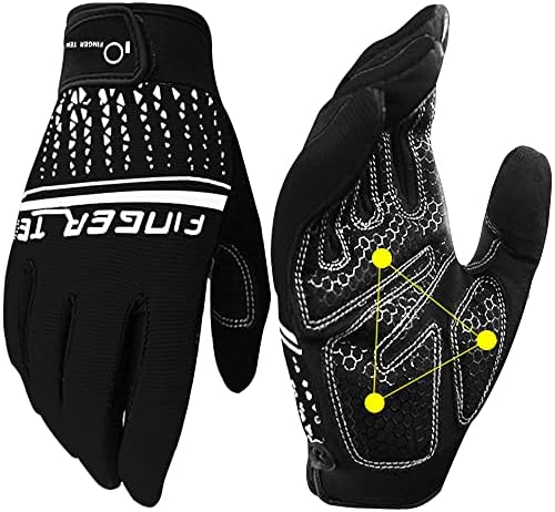 Weightlifting Gloves Full Finger Men Women, Extra Grip Padded Palm Gel Non-Slip for Gym Workout Training Fitness, Compression Fit Full Protection (Black, L)
