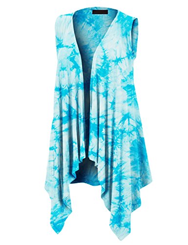 Image of Made By Johnny Women's Lightweight Sleeveless Cardigan - Draped Open Front Vest with Asymmetrical Hem