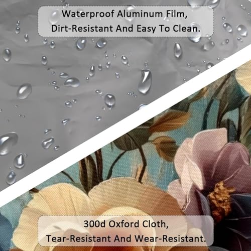 Large Beach Bag for Women, Retro Paper Flower Travel Tote with Pockets Waterproof Shoulder Handbag3