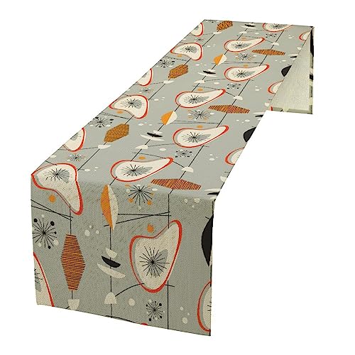 JESTRONRY Mid Century Table Runners, Vintage 1950s Atomic Stars Abstract Geometric Shapes Dinner Table Decoration for Home Living Room Kitchen Dining Room 13x36in