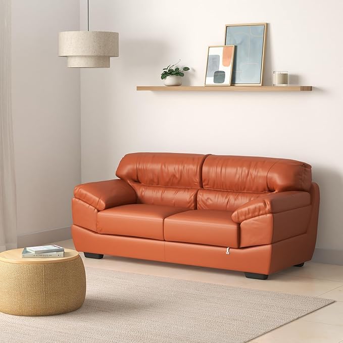 Image of LEGACY OF COMFORT Heaven 2 Seater Sofa Premium Leatherette Sofa for Living Room Offices and Hotels Brown (Two Seats)