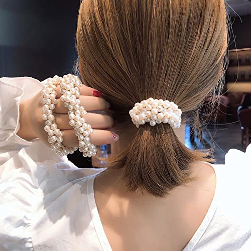 Walbest Hair Ring, Elegant Hair Rope Decorative Faux Pearl Stretchy Hair Loop Hairband For Daily Wear Hair Band #TOP1