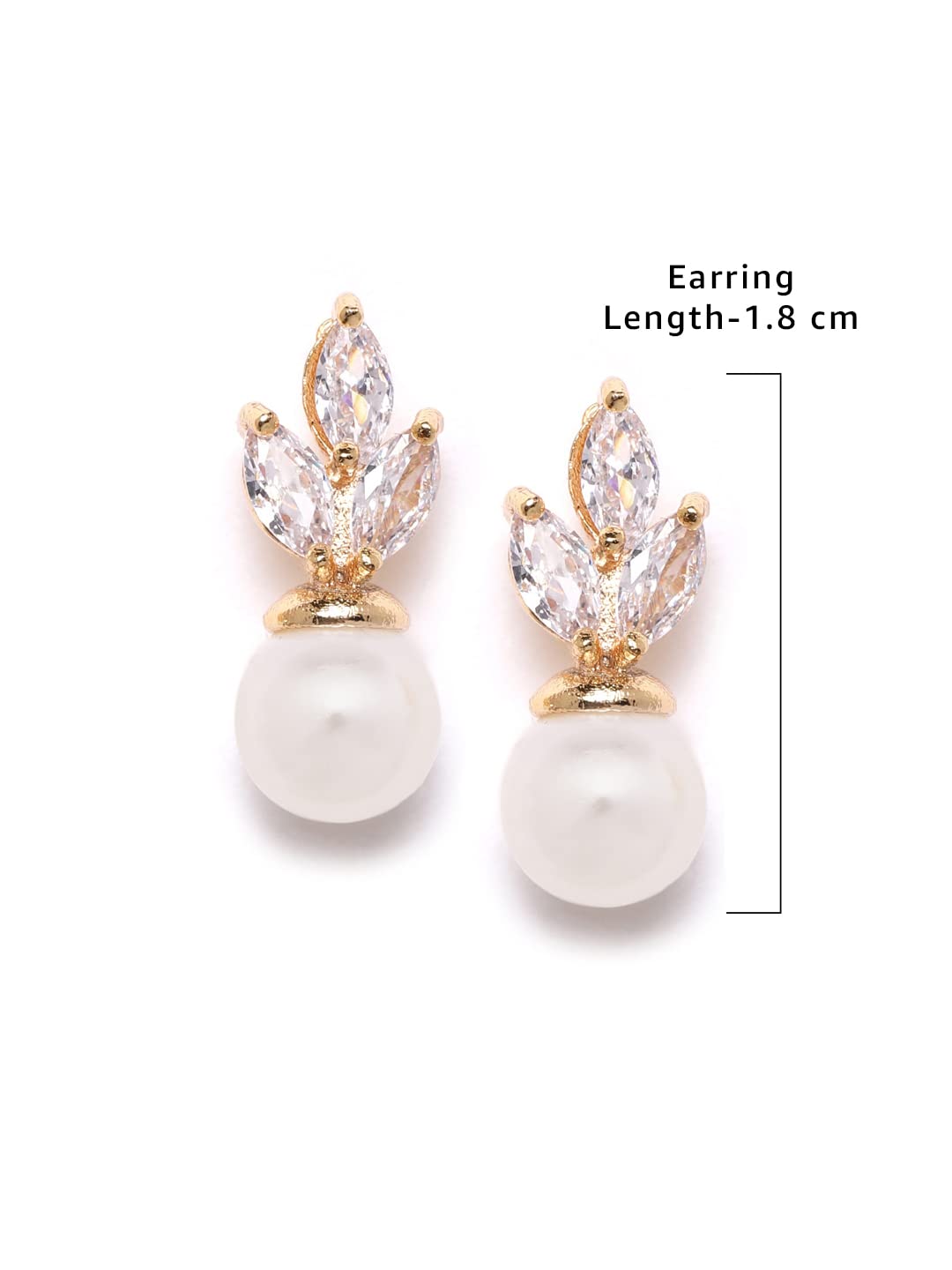 Tone Shimmering CZ & Pearl Stud Earrings ZPFK9473