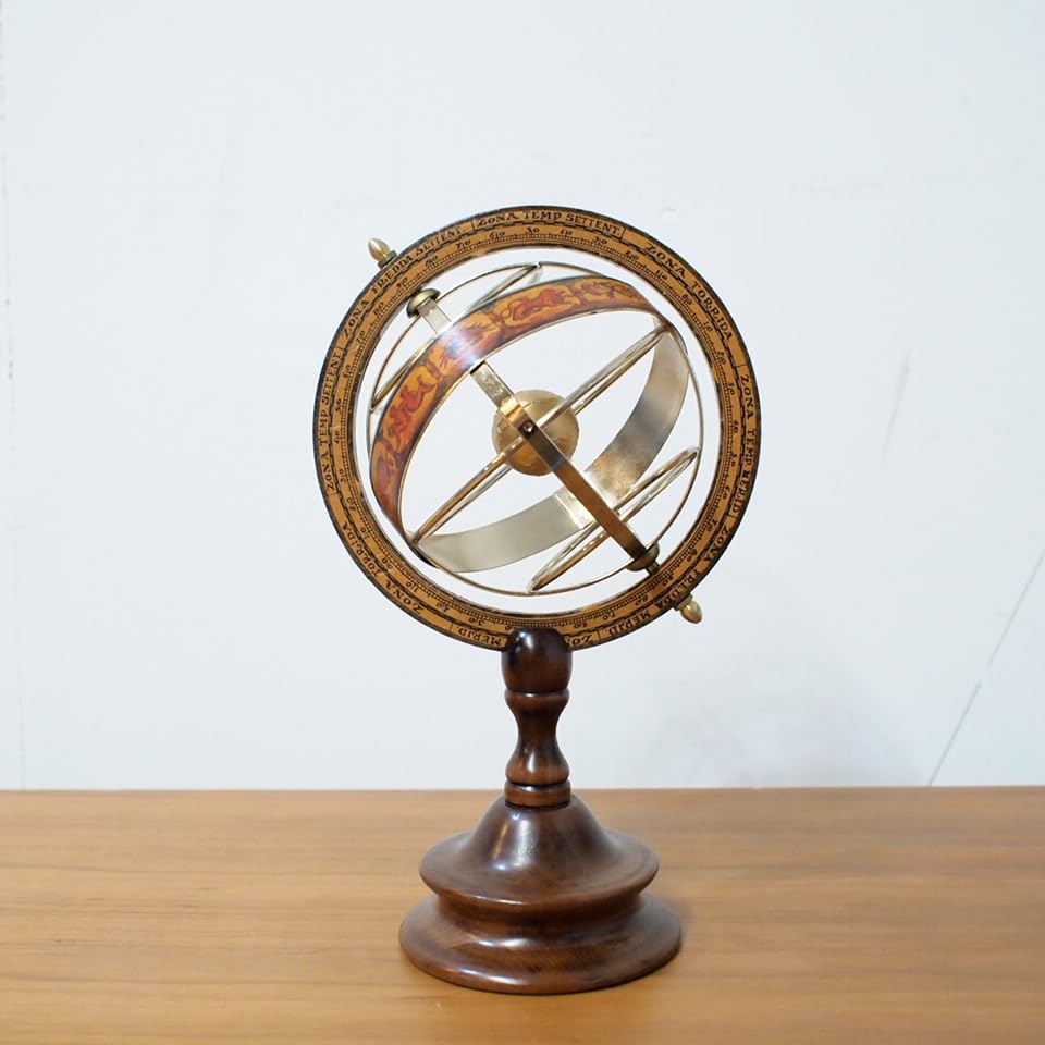 イタリア ヴィンテージ 全長59cm 木製 天球儀 渾天儀 地球儀