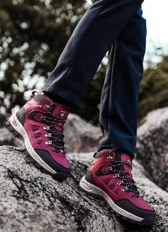 Women's Waterproof Hiking Boots Outdoor Trekking Mid Breathable Backpacking Mountaineering Boots Camping Trail Hiking Boot